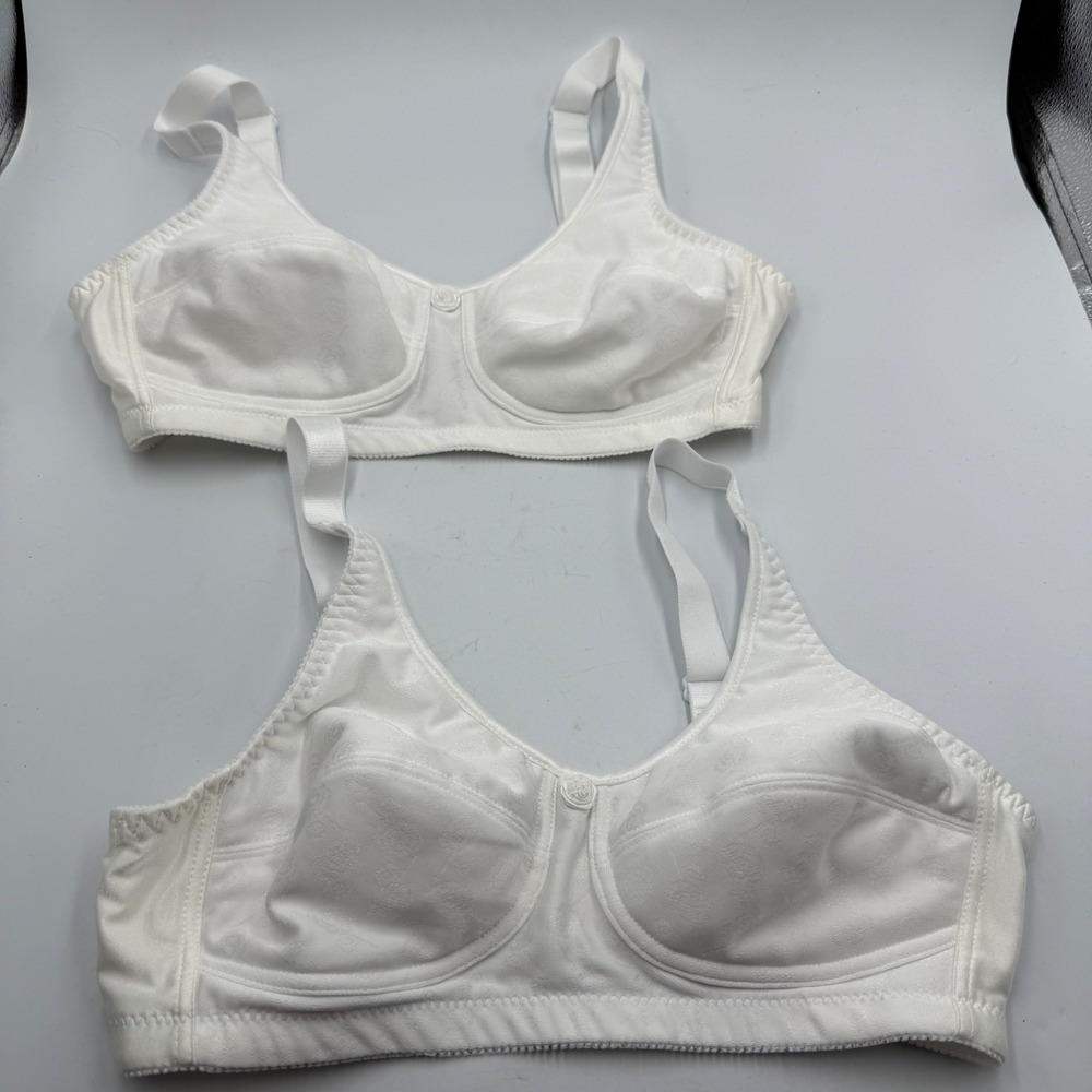 ABC Masectomy Bra Stylr 103 White Floral Jacquard Wireless Set of 2‎ Size 36B